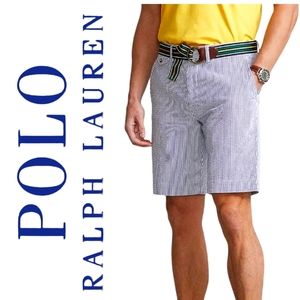 Polo Ralph Lauren Blue Stripe Vintage Authentic Seersucker Classic Fit 9" Short